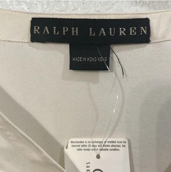 Ralph Lauren Black Label 100% Silk Bell Sleeve Blouse Top